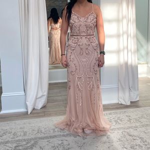 Adrianna Papell blush beaded dress
